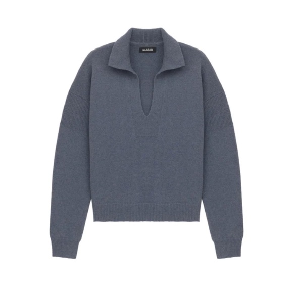 NAADAM Sweaters - NAADAM Cashmere Open Neck Polo Slate Size XL